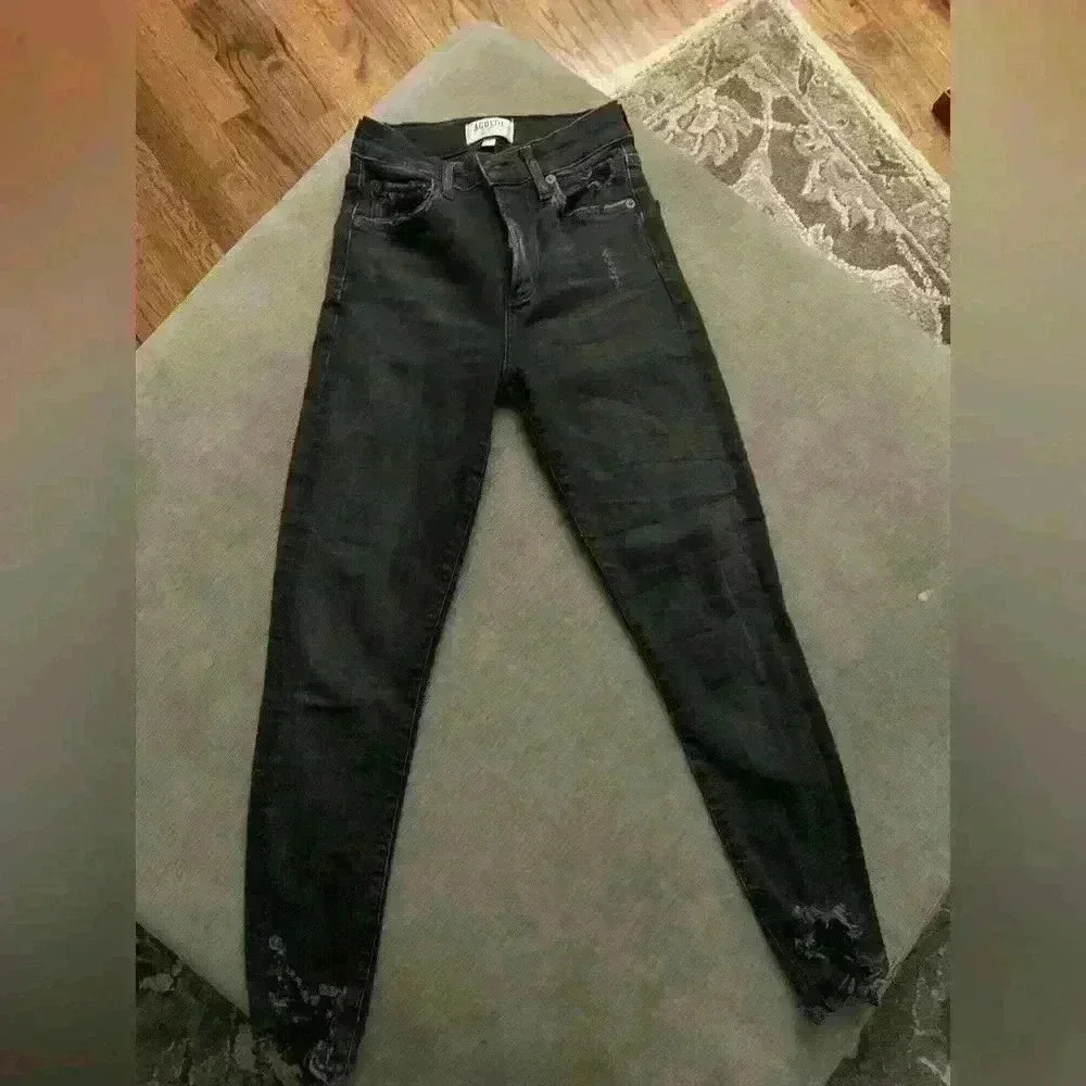 AGOLDE Black Sophie Crop distressed Jeans size 25